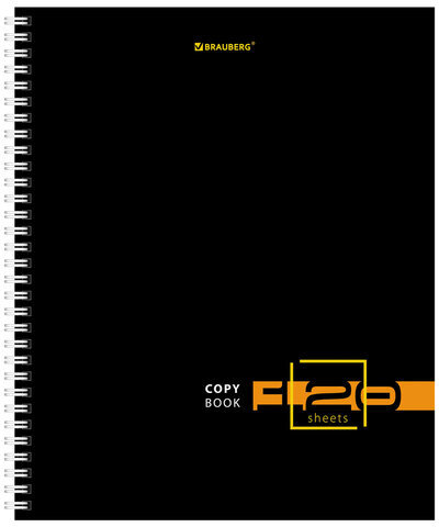 Тетрадь А5 120 л. BRAUBERG, гребень, клетка, твёрдая обложка, "Dark" (микс в спайке), 404450