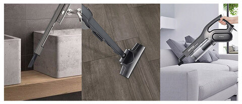 Пылесос вертикальный DEERMA DX700S, 2 в 1, потребляемая мощность 600 Вт, контейнер 0,8 л, черный