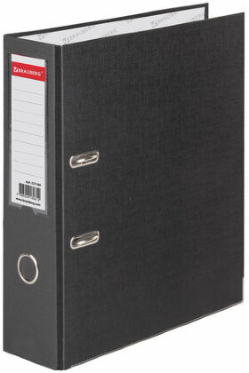 Папка-регистратор BRAUBERG с покрытием из ПВХ, 80 мм, с уголком, черная (удвоенный срок службы), 227189