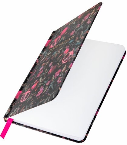 Блокнот с резинкой в клетку 96 л., МАЛЫЙ ФОРМАТ А6, 109х148 мм, твердая обложка, BRAUBERG, "Гранаты", 116331