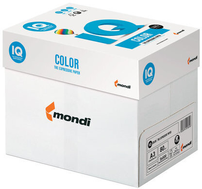 Бумага цветная IQ color, А4, 160 г/м2, 250 л., пастель, голубая, MB30