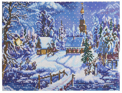 Картина стразами (алмазная мозаика) 30х40 см, ОСТРОВ СОКРОВИЩ "Зимний пейзаж", без подрамника, 662408