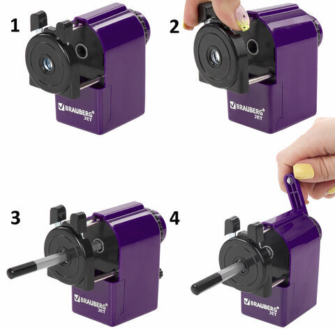 Точилка механическая BRAUBERG "JET", металлический механизм, корпус фиолетовый, 229569