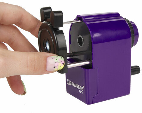 Точилка механическая BRAUBERG "JET", металлический механизм, корпус фиолетовый, 229569