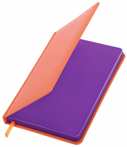 Ежедневник недатированный А5 138х213 мм BRAUBERG "Rainbow" под кожу, 136 л., оранжевый, 111668