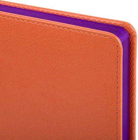 Ежедневник недатированный А5 138х213 мм BRAUBERG "Rainbow" под кожу, 136 л., оранжевый, 111668