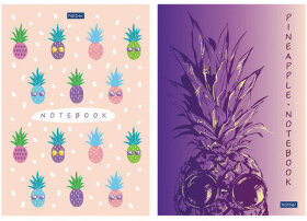 Блокнот А5 (145х210 мм), 50 л., склейка, обложка картон, в точечку, HATBER &quot;Premium&quot;, &quot;Pineapple&quot;, 50Б5лA9к