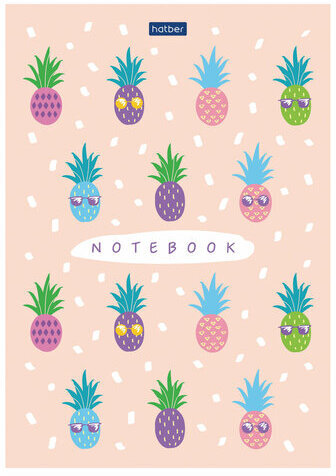 Блокнот А5 (145х210 мм), 50 л., склейка, обложка картон, в точечку, HATBER "Premium", "Pineapple", 50Б5лA9к