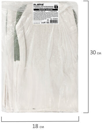 Рукавицы хлопчатобумажные, КОМПЛЕКТ 5 ПАР, плотность 380 г/м2, брезентовый огнеупорный наладонник, LAIMA, 600803