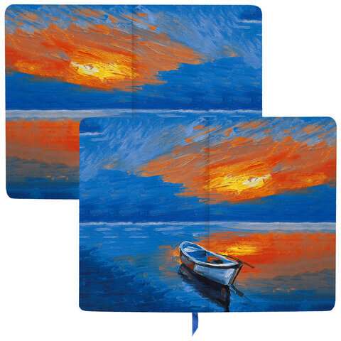 Ежедневник недатированный А5 (138х213 мм), BRAUBERG VISTA, под кожу, гибкий, 136 л., "Sunset at sea", 112041