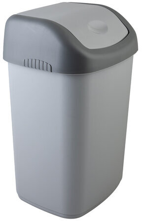 Ведро-контейнер 14 л с КАЧАЮЩЕЙСЯ КРЫШКОЙ, для мусора, ПОДВЕСНОЕ, 42х27х21 см, серый/графит, 327-СЕРЫЙ, 433270065