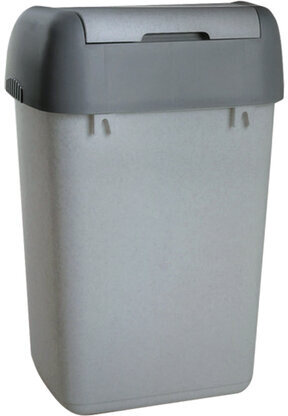 Ведро-контейнер 14 л с КАЧАЮЩЕЙСЯ КРЫШКОЙ, для мусора, ПОДВЕСНОЕ, 42х27х21 см, серый/графит, 327-СЕРЫЙ, 433270065
