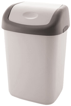 Ведро-контейнер 14 л с КАЧАЮЩЕЙСЯ КРЫШКОЙ, для мусора, ПОДВЕСНОЕ, 42х27х21 см, серый/графит, 327-СЕРЫЙ, 433270065