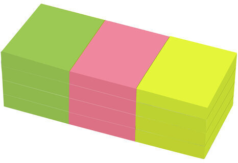 Блоки самоклеящиеся EXTRA STICKY BRAUBERG (Германия), НЕОНОВЫЕ, 40х50 мм, НАБОР 12 шт. по 100 л., 3 цвета, 112415