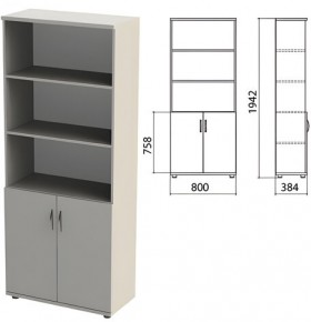Шкаф полузакрытый &quot;Этюд&quot;, 800х384х1942 мм, цвет серый (КОМПЛЕКТ)