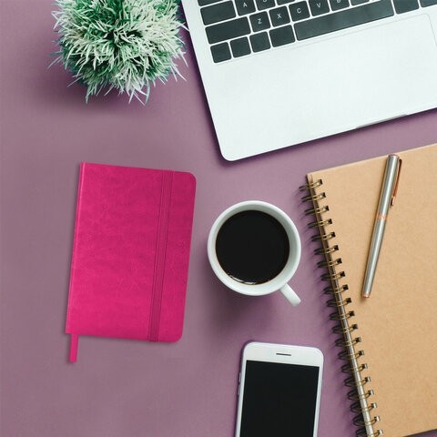 Ежедневник недатированный МАЛЫЙ 100х150 мм А6 BRAUBERG "Metropolis Ultra", под кожу, 160 л., розовый, 113302