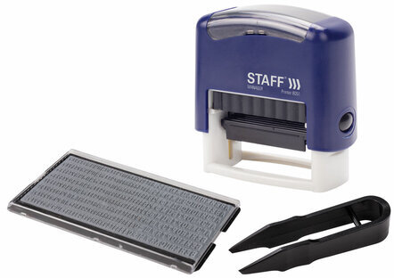 Штамп самонаборный 3-строчный STAFF, оттиск 38х14 мм, "Printer 8051", КАССА В КОМПЛЕКТЕ, 237423