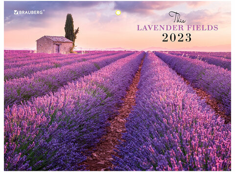 Календарь квартальный на 2023 г., 3 блока, 3 гребня, с бегунком, офсет, "LAVENDER", BRAUBERG, 114227