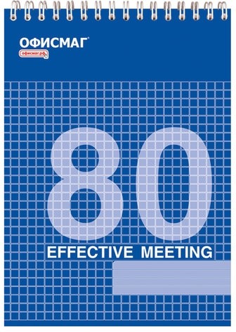 Блокнот А5 146х205 мм, 80 л., гребень, мелованная картонная обложка, клетка, ОФИСМАГ, 3 вида, 123021