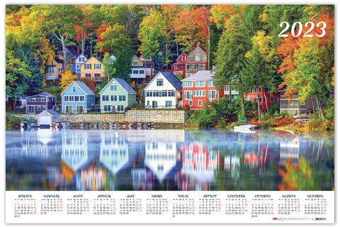 Календарь настенный листовой 2023 г., формат А1 (90х60 см), "Отражение", HATBER, Кл1_27070