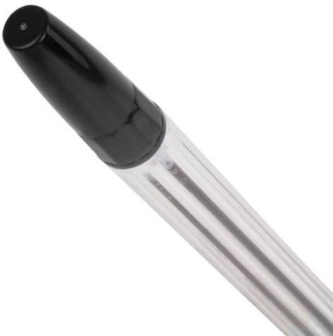 Ручка шариковая BRAUBERG "Line", ЧЕРНАЯ, корпус прозрачный, узел 1 мм, линия письма 0,5 мм, 141098