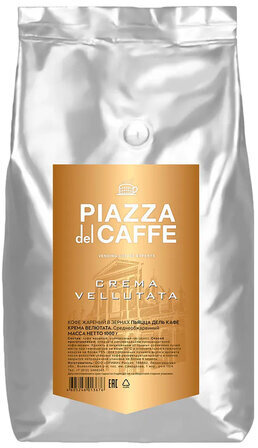 Кофе в зернах PIAZZA DEL CAFFE &quot;Crema Vellutata&quot;, натуральный, 1000 г, вакуумная упаковка, 1367-06