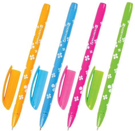 Ручка шариковая масляная BRAUBERG "FRUITY SF", СИНЯЯ, с узором, узел 1 мм, линия письма 0,5 мм, 142653