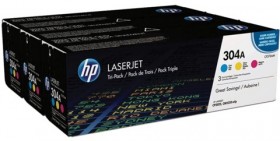 Картридж лазерный HP (CF372AM) ColorLaserJet CM2320/CP2025, №304A, оригинальный, КОМПЛЕКТ 3 цвета по 2800 страниц