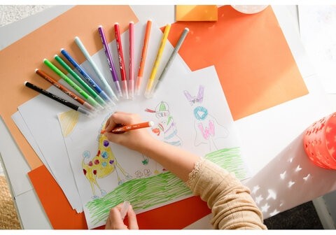 Фломастеры BIC "Kid Couleur", 12 цветов, суперсмываемые, вентилируемый колпачок, европодвес, 9202932