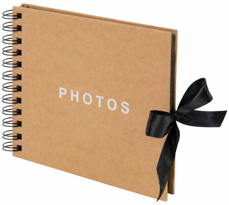 Фотоальбом 16х18 см, 20 черных листов, обложка КРАФТ, уголки/стикеры/ручка/клей, BRG Black&Kraft, 880652