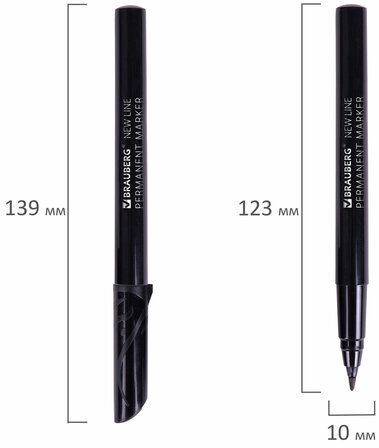 Маркер перманентный (нестираемый) BRAUBERG NEW LINE, ЧЕРНЫЙ, круглый наконечник 2 мм, 152209