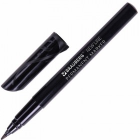 Маркер перманентный (нестираемый) BRAUBERG NEW LINE, ЧЕРНЫЙ, круглый наконечник 2 мм, 152209