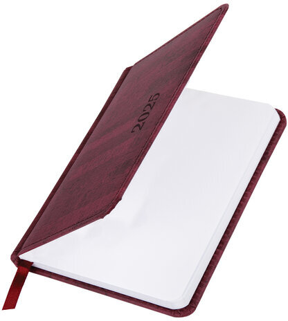 Еженедельник датированный 2025 МАЛЫЙ ФОРМАТ 95х155 мм А6, BRAUBERG "Wood", под кожу, бордовый, 115986