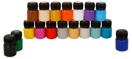 Краски по ткани акриловые "Декола", 18 цветов по 20 мл, в банках, 41412031