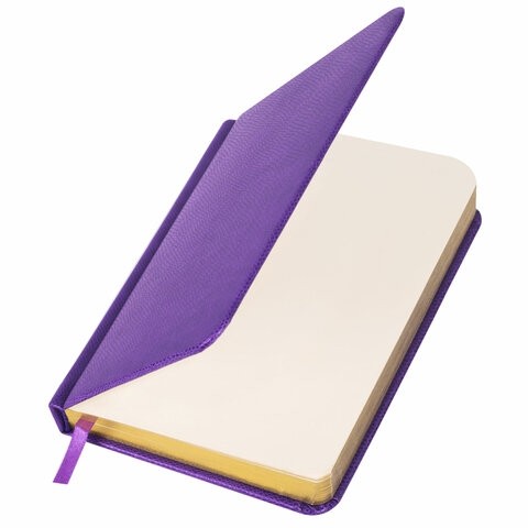 Ежедневник недатированный МАЛЫЙ ФОРМАТ 100x150 мм А6 BRAUBERG "Iguana", под кожу,160 л., сиреневый, 114470