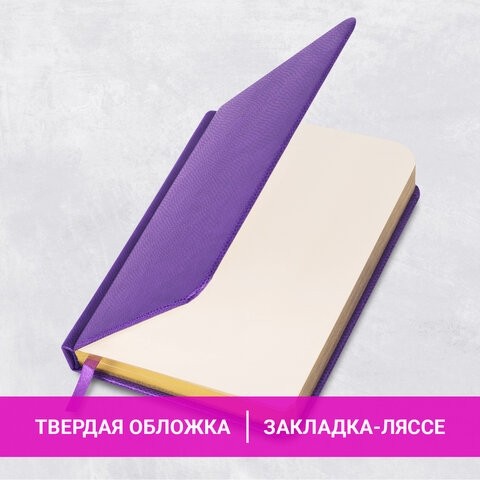Ежедневник недатированный МАЛЫЙ ФОРМАТ 100x150 мм А6 BRAUBERG "Iguana", под кожу,160 л., сиреневый, 114470