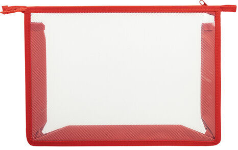 Папка для тетрадей А4 ПИФАГОР, пластик, молния сверху, прозрачная, красный, 272108