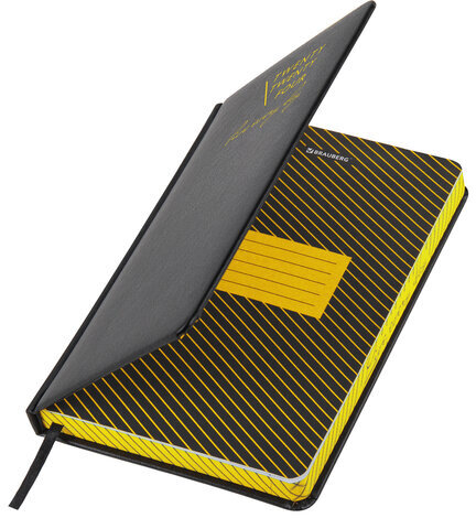 Ежедневник датированный 2024 А5 138x213 мм BRAUBERG "Chameleon", под кожу, черный/желтый, 114927