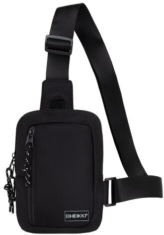 Сумка на плечо HEIKKI BLASTER (ХЕЙКИ) с карманом, черная, 20х14х5 см, 272634