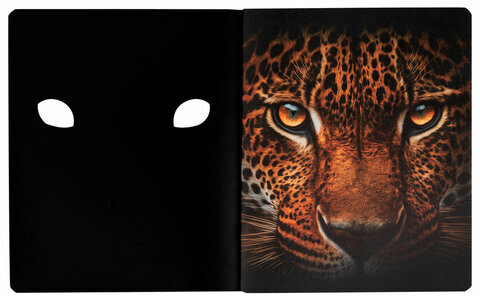 Тетрадь А5 48 л., ПЗБМ, скоба, клетка, матовая ламинация, брайль 3D, вырубка, "Кто это" (5 видов), 25045