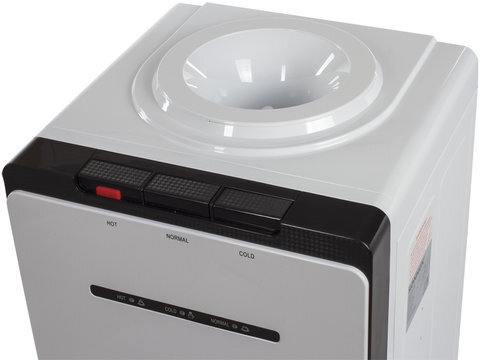 Кулер для воды SONNEN FSE-03, напольный, НАГРЕВ/ОХЛАЖДЕНИЕ ЭЛЕКТРОННОЕ, шкаф, 3 крана, белый/черный, 453979