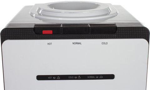 Кулер для воды SONNEN FSE-03, напольный, НАГРЕВ/ОХЛАЖДЕНИЕ ЭЛЕКТРОННОЕ, шкаф, 3 крана, белый/черный, 453979