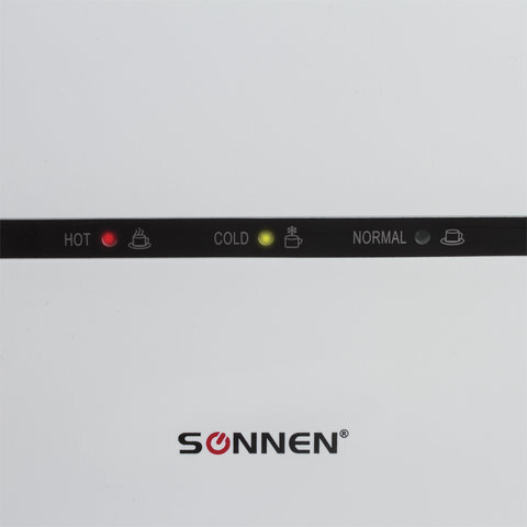 Кулер для воды SONNEN FSE-03, напольный, НАГРЕВ/ОХЛАЖДЕНИЕ ЭЛЕКТРОННОЕ, шкаф, 3 крана, белый/черный, 453979