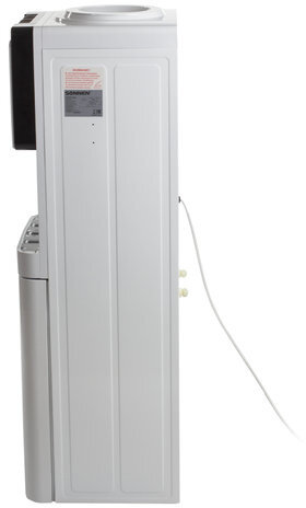 Кулер для воды SONNEN FSE-03, напольный, НАГРЕВ/ОХЛАЖДЕНИЕ ЭЛЕКТРОННОЕ, шкаф, 3 крана, белый/черный, 453979