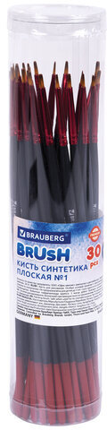 Кисть синтетика, плоская № 1, BRAUBERG PREMIUM, 201010