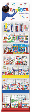 Стойка для размещения товара напольная усиленная CARIOCA, 200х60х40 см, 3 полки, 25 крючков, картон, 504865