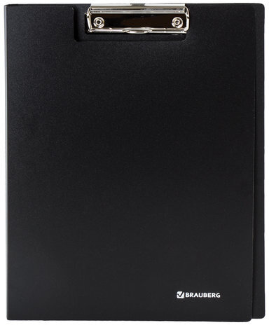 Папка-планшет BRAUBERG "Стандарт", А4 (310х230 мм), с прижимом и крышкой, пластик, черная, 0,9 мм, 221646