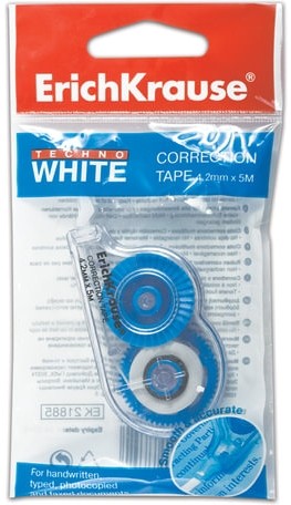 Корректирующая лента ERICH KRAUSE "Techno White Mini", 4,2 мм х 5 м, упаковка с европодвесом, 21885