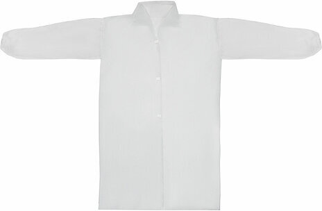 Халат одноразовый белый на липучках КОМПЛЕКТ 10 шт., 4XL, 64-66 размер, 110 см, рукав на резинке, 30 г/м2, ОПТИТРЕЙД