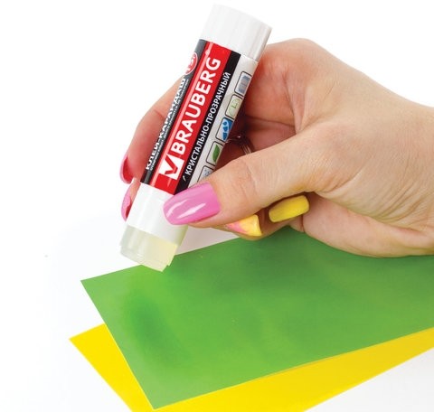 Клей-карандаш BRAUBERG "Crystal", прозрачный, 15 г, 224337